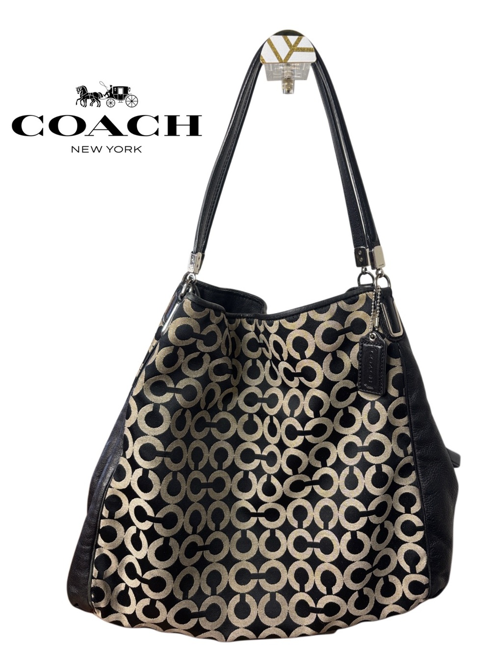 π₯COACH Phoebe Signature Op Art Shoulder Bag with Leather Trim - Picture 16 of 16